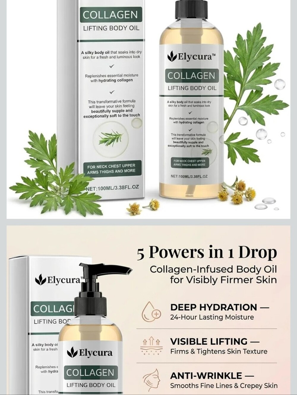 Advanced Clinicals Collagen Lifting Body Oil 3.8oz